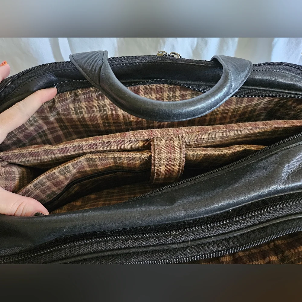 Vintage El Portal Black Leather Briefcase Laptop Messenger Bag
